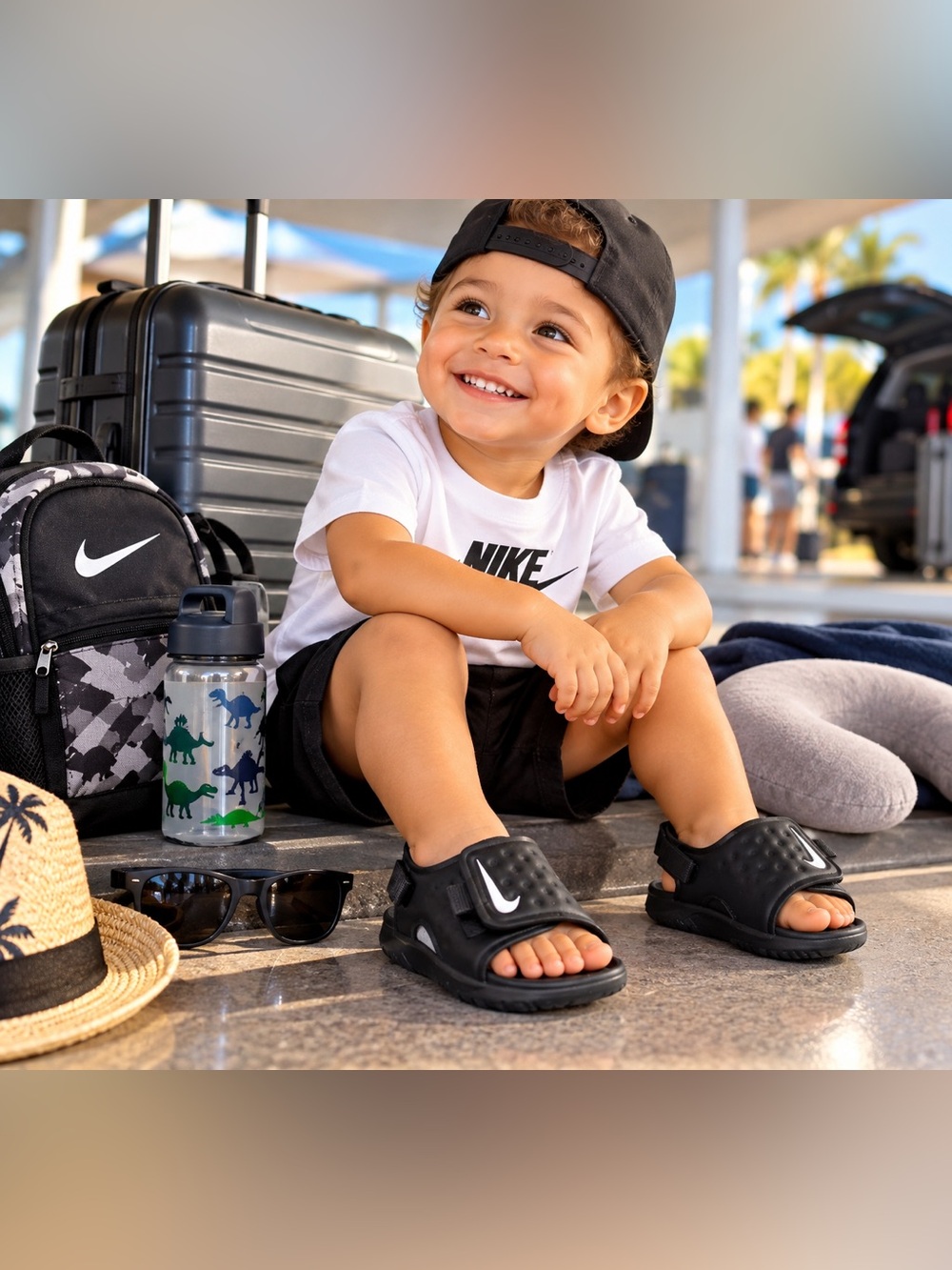 Nike Sunray Adjust 4 TD Toddler Sandals Black White 386519-011